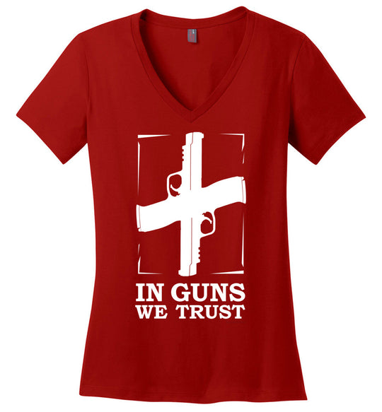 In Guns We Trust - Shooting Women's V-Neck Tee - Red