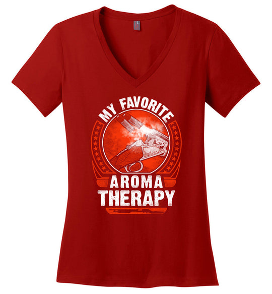 My Favorite Aroma Therapy - Pro Gun Women's V-Neck Tshirt - Red