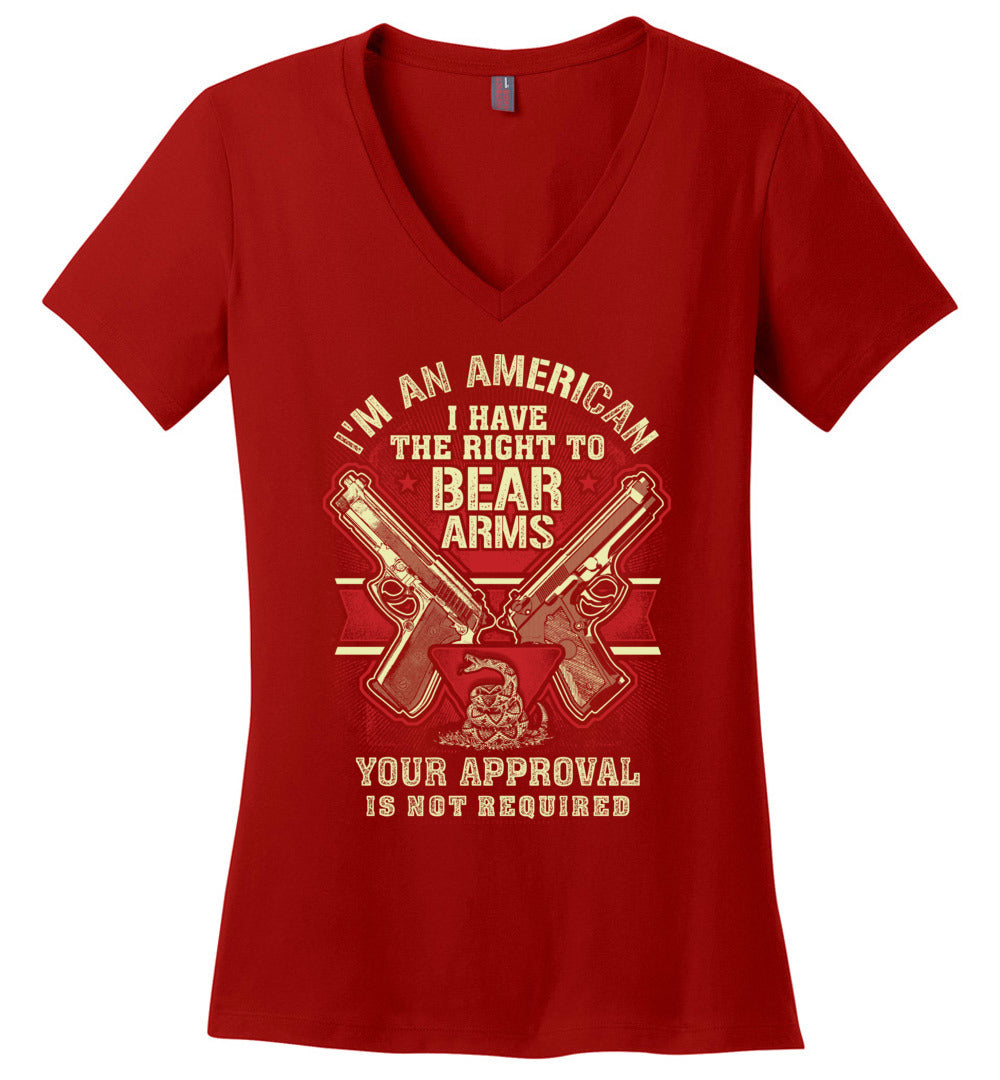 I'm an American, I Have The Right To Bear Arms - 2nd Amendment Women's V-Neck Tshirt - Red