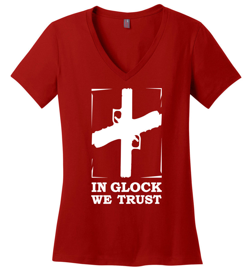 In Glock We Trust - Pro Gun Women’s V-Neck t shirt - Red