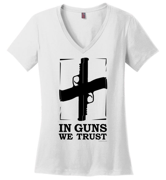 In Guns We Trust - Shooting Women's V-Neck Tee - White