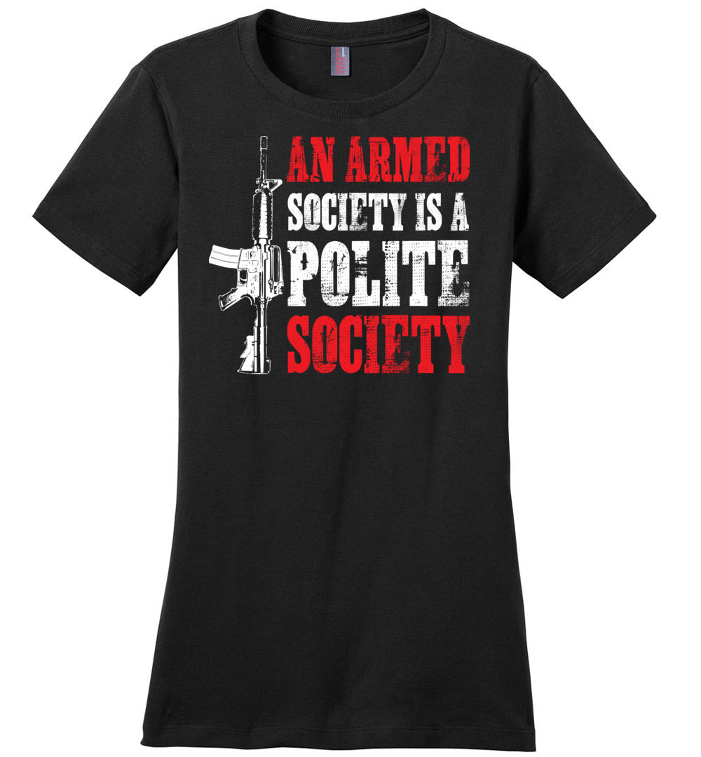 An Armed Society is a Polite Society - Shooting Ladies Tshirt - Black