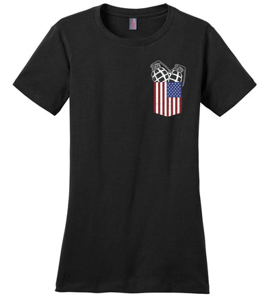 Pocket With Grenades Women's 2nd Amendment T-Shirt - Black