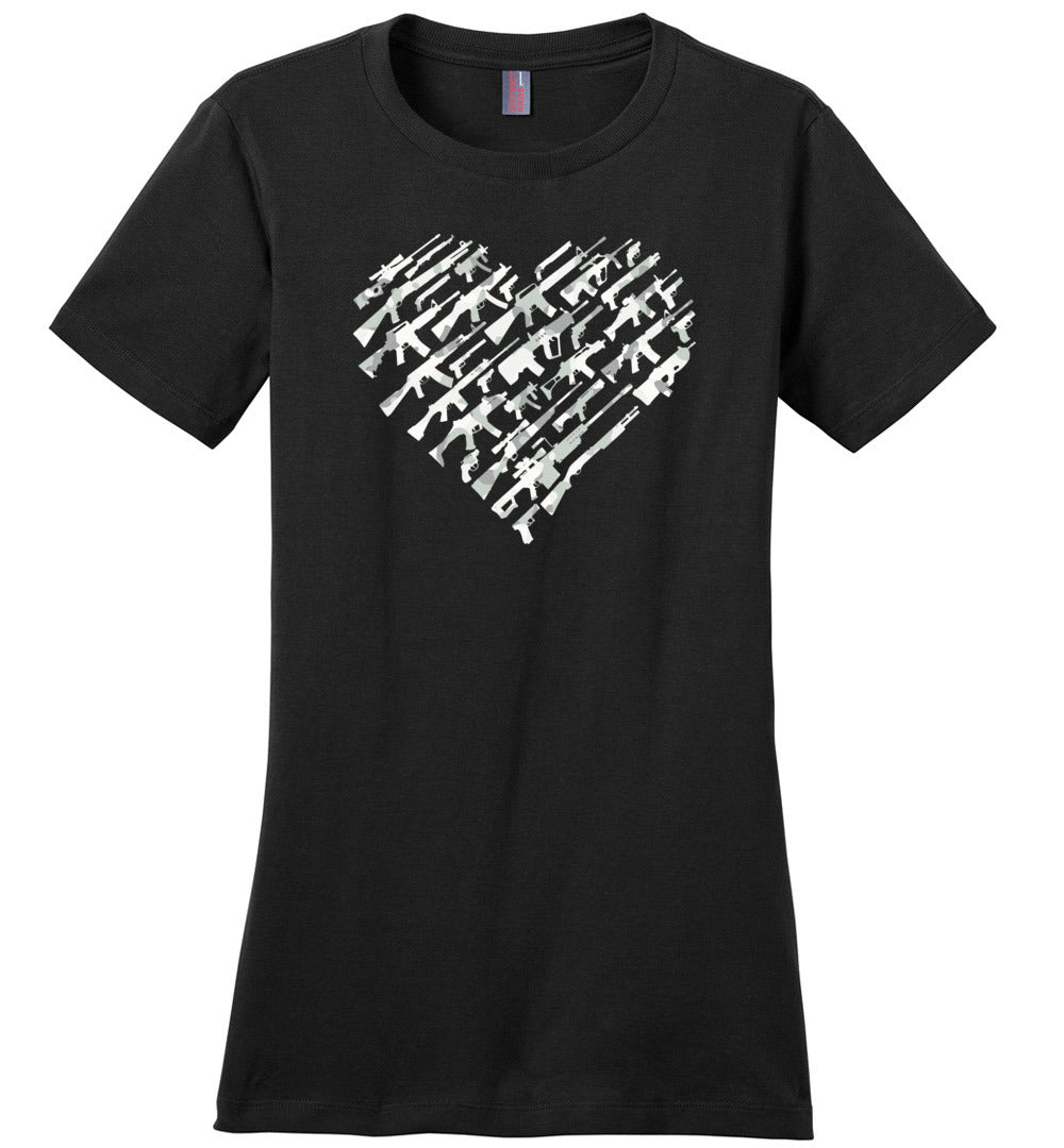 I Love Guns, Heart Made of Guns - Women's T Shirt - Black