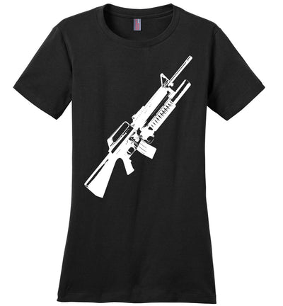M16A2 Rifles with M203 Grenade Launcher - Pro Gun Tactical Ladies Tee - Black
