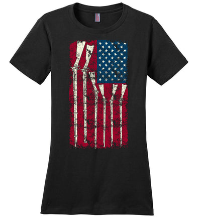 American Flag with Guns - 2nd Amendment Women's T Shirts - Black