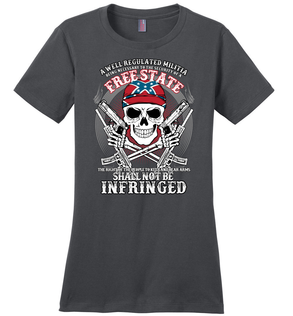 The right of the people to keep and bear arms shall not be infringed - Ladies 2nd Amendment Tee - Charcoal