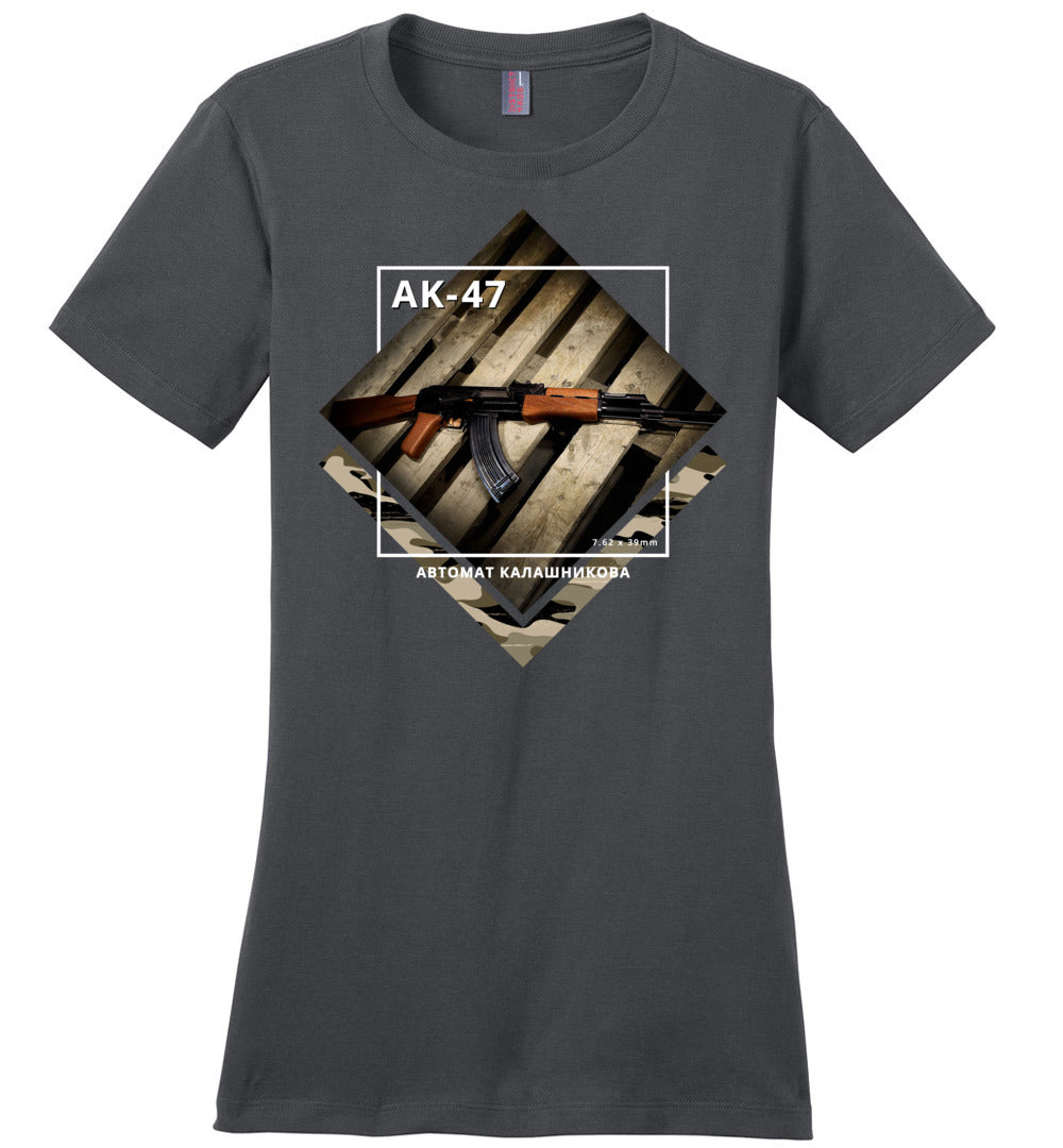 AK-47 Rifle - Tactical Ladies Apparel - Charcoal Tee