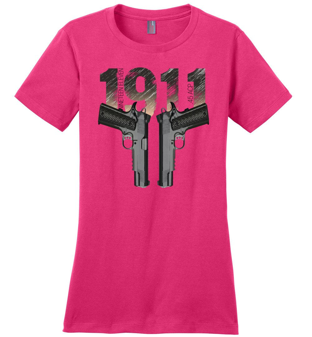 Colt 1911 Handgun 2nd Amendment Women's Tee -  Pink