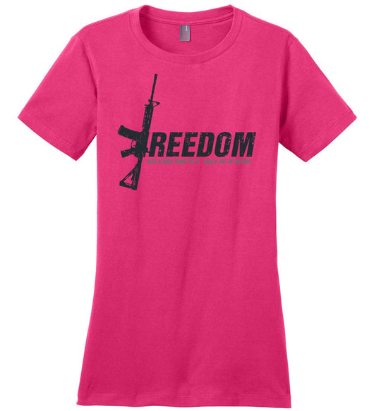 Freedom Has a Nice Ring to It. And a Bit of Recoil - Women's Pro Gun Clothing - Pink T Shirt