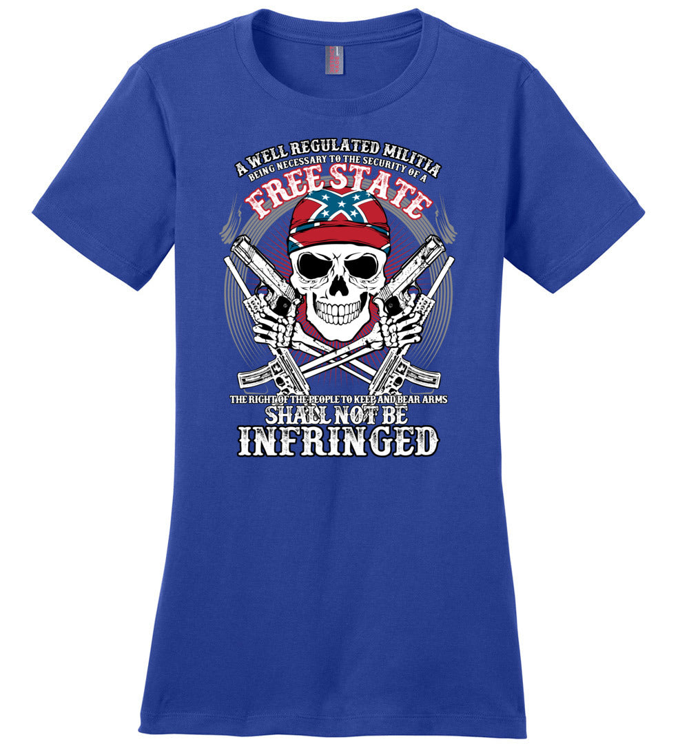 The right of the people to keep and bear arms shall not be infringed - Ladies 2nd Amendment Tee - Blue