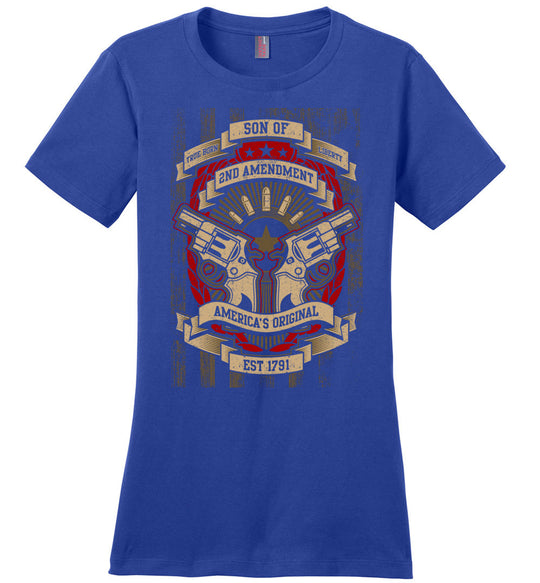 Son of Liberty 2nd Amendment Women's Apparel - Blue Tshirt