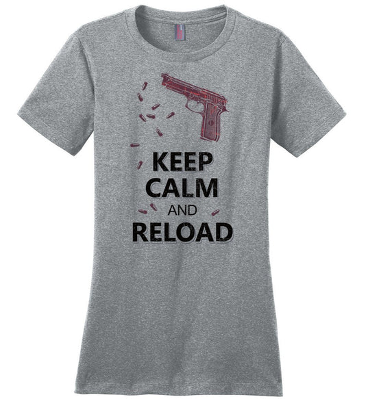 Keep Calm and Reload - Pro Gun Women's Tshirt - Heathered Steel