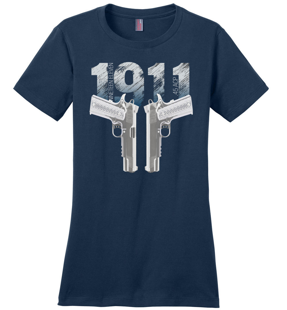 Colt 1911 Handgun 2nd Amendment Women's Tee -  Navy