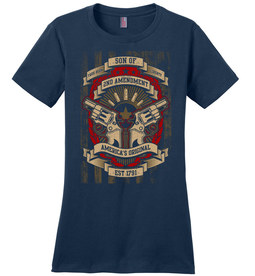 Son of Liberty 2nd Amendment Women's Apparel - Navy Tshirt