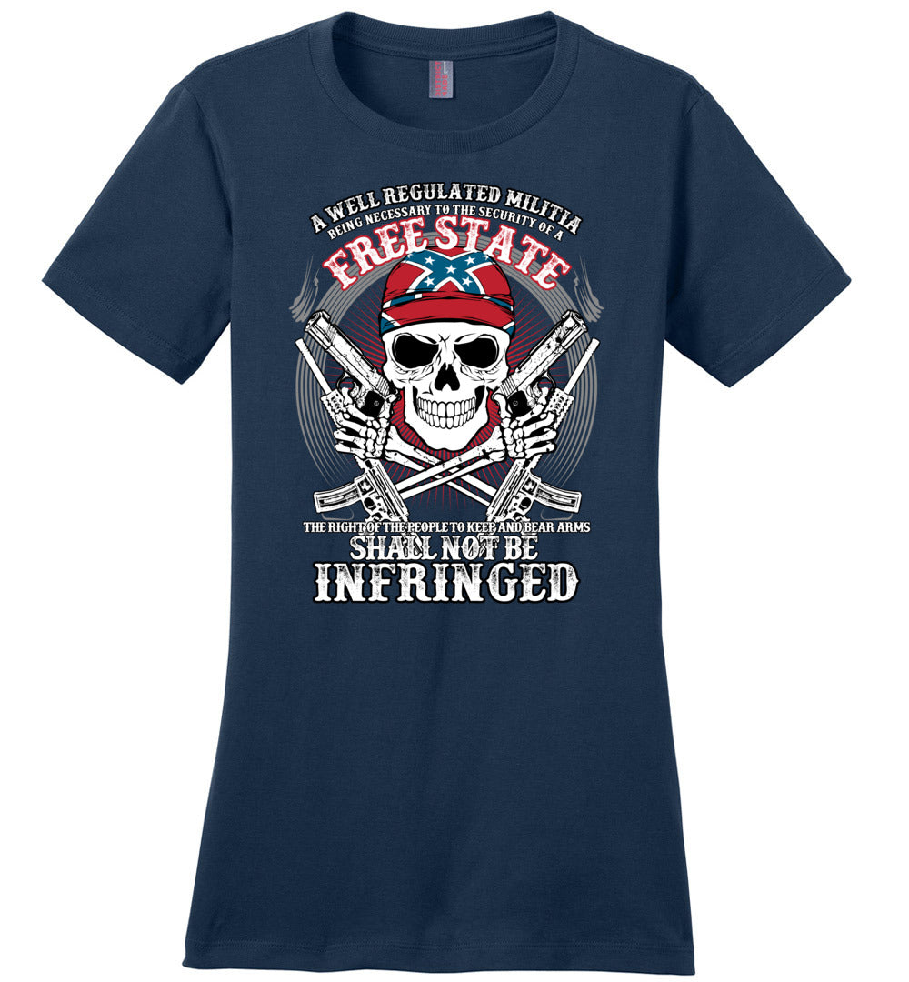 The right of the people to keep and bear arms shall not be infringed - Ladies 2nd Amendment Tee - Navy