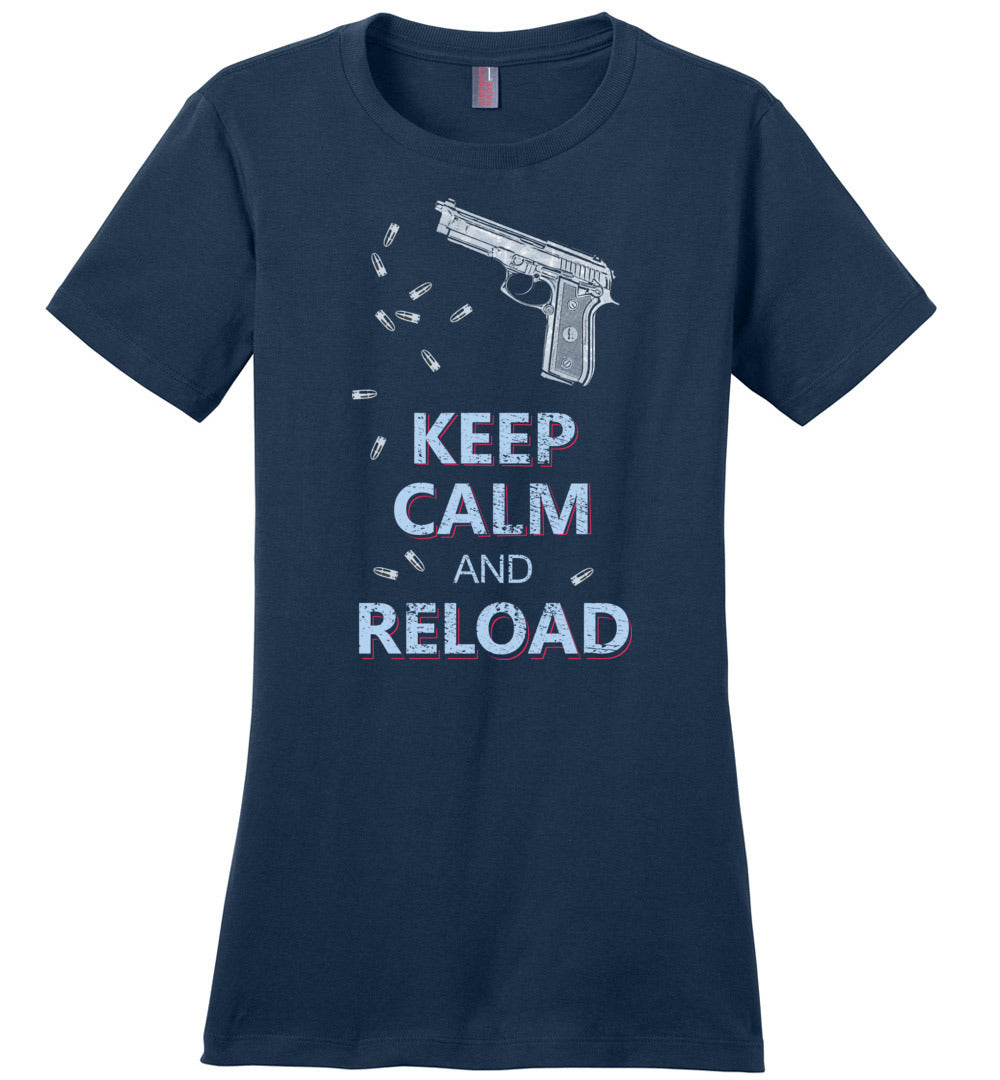 Keep Calm and Reload - Pro Gun Women's Tshirt - Navy