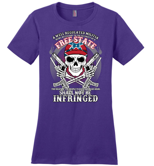 The right of the people to keep and bear arms shall not be infringed - Ladies 2nd Amendment Tee - Purple