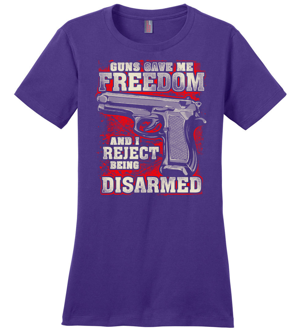 Gun Gave Me Freedom and I Reject Being Disarmed - Women's Apparel - Purple T-Shirt