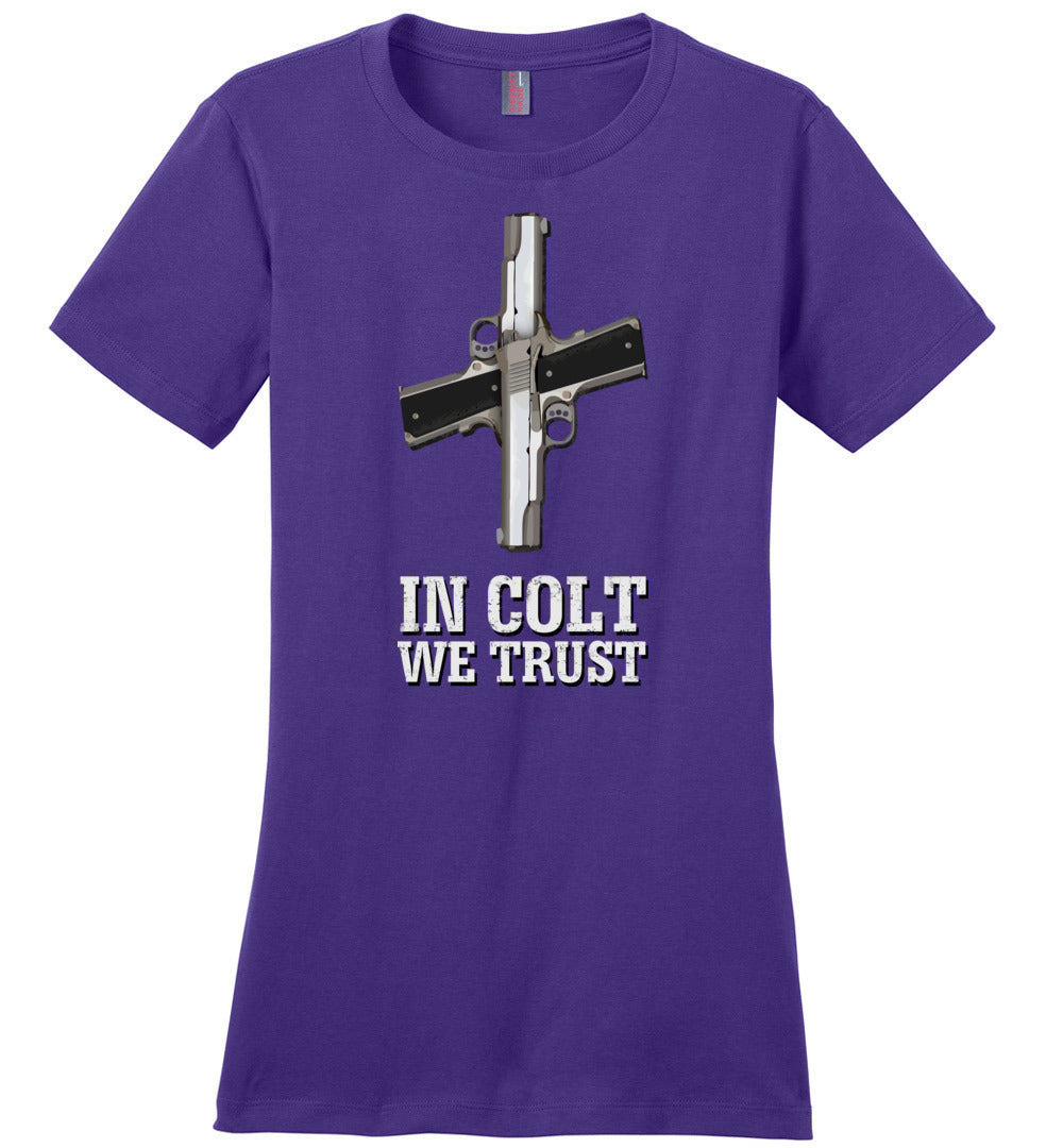 In Colt We Trust - Women's Pro Gun Clothing - Purple T-Shirt