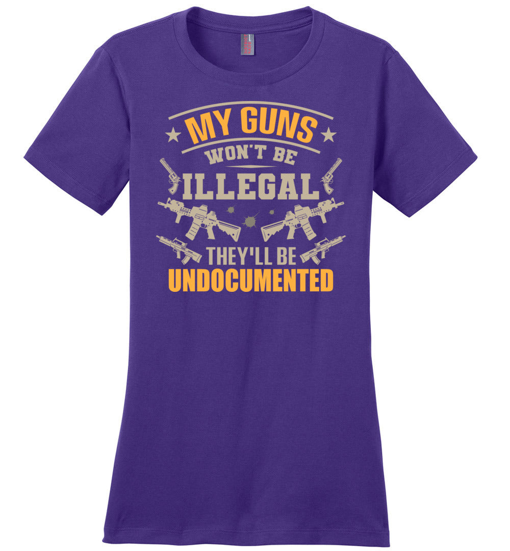My Guns Won't Be Illegal They'll Be Undocumented - Women's Shooting Clothing - Purple T-Shirt