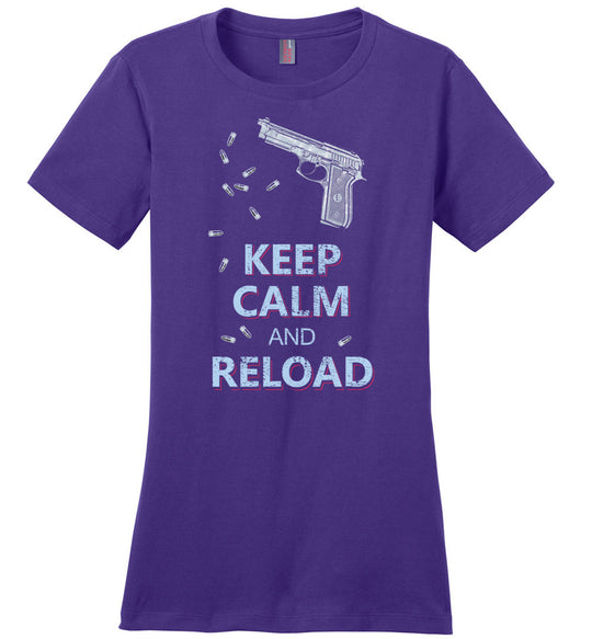 Keep Calm and Reload - Pro Gun Women's Tshirt - Purple
