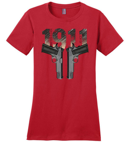 Colt 1911 Handgun 2nd Amendment Women's Tee -  Red