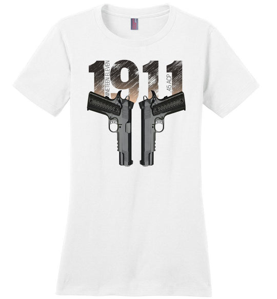 Colt 1911 Handgun 2nd Amendment Women's Tee -  White