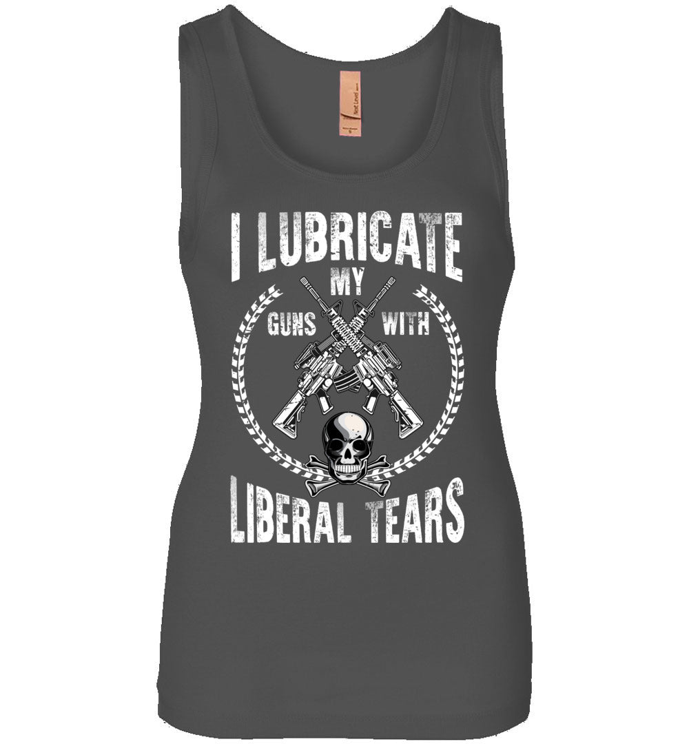 I Lubricate My Guns With Liberal Tears - Pro Gun Women's Apparel - Charcoal Tank Top