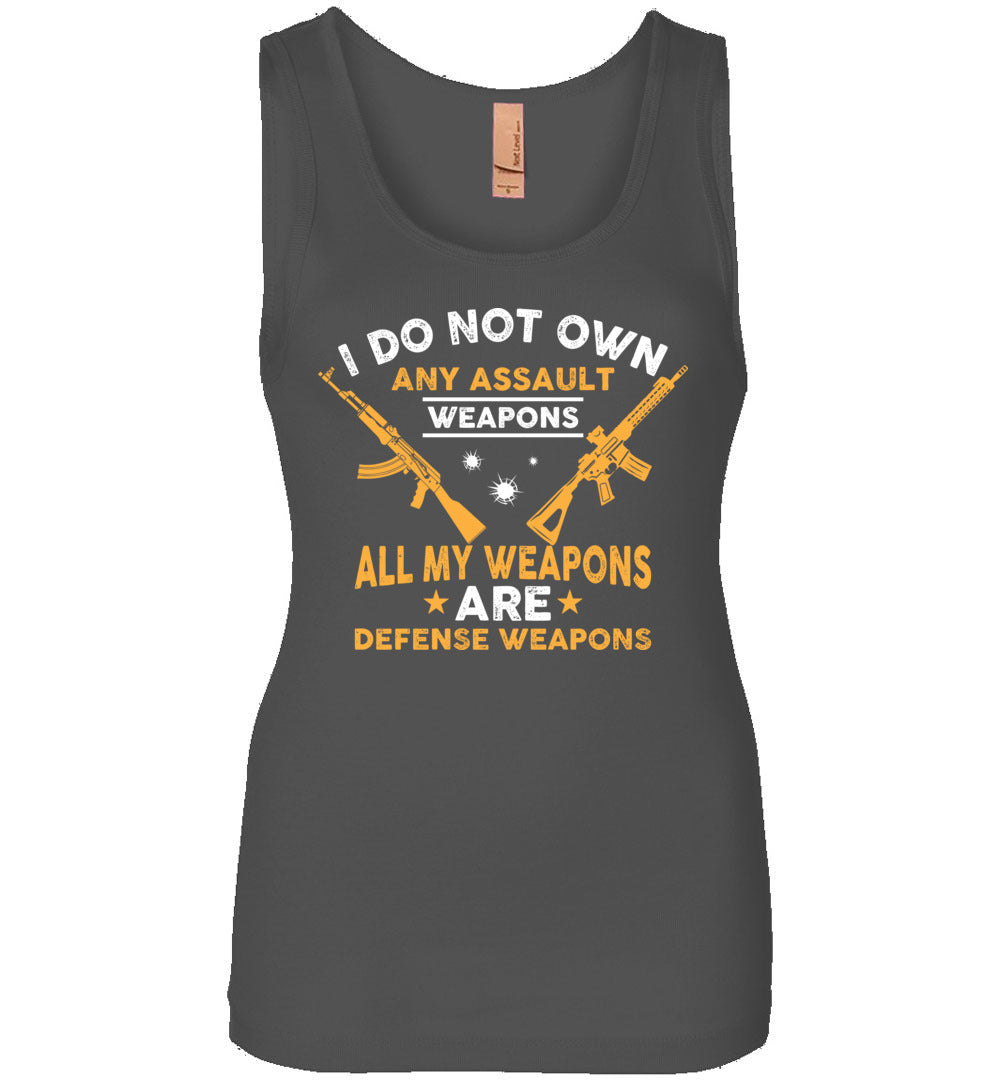 I Do Not Own Any Assault Weapons - 2nd Amendment Ladies Tank Top - Charcoal