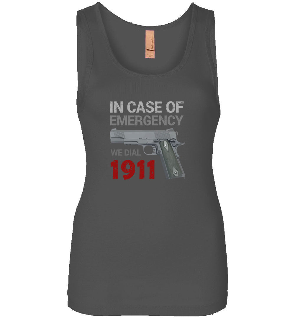 In Case of Emergency We Dial 1911 Pro Gun Women's Tank Top - Dark Grey