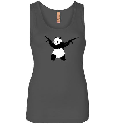 Banksy Style Panda with Guns - AK-47 Women's Tank Top - Dark Grey