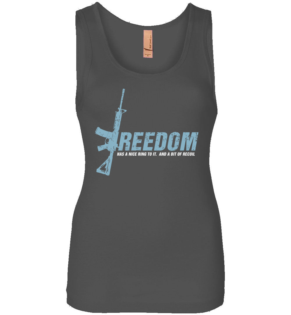 Freedom Has a Nice Ring to It. And a Bit of Recoil - Women's Pro Gun Clothing - Dark Grey Top Tank
