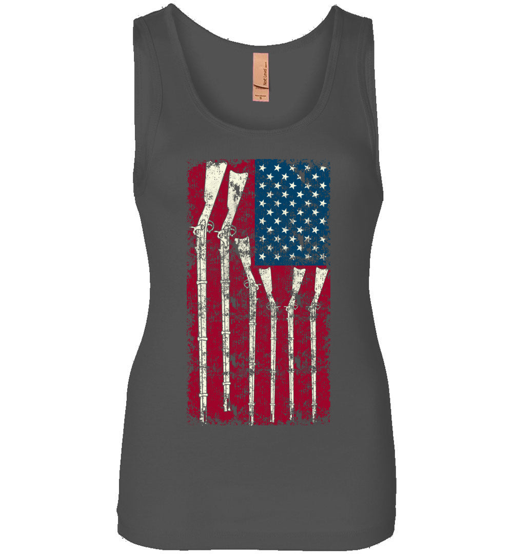 American Flag with Guns - 2nd Amendment Women's Tank Top - Dark Grey