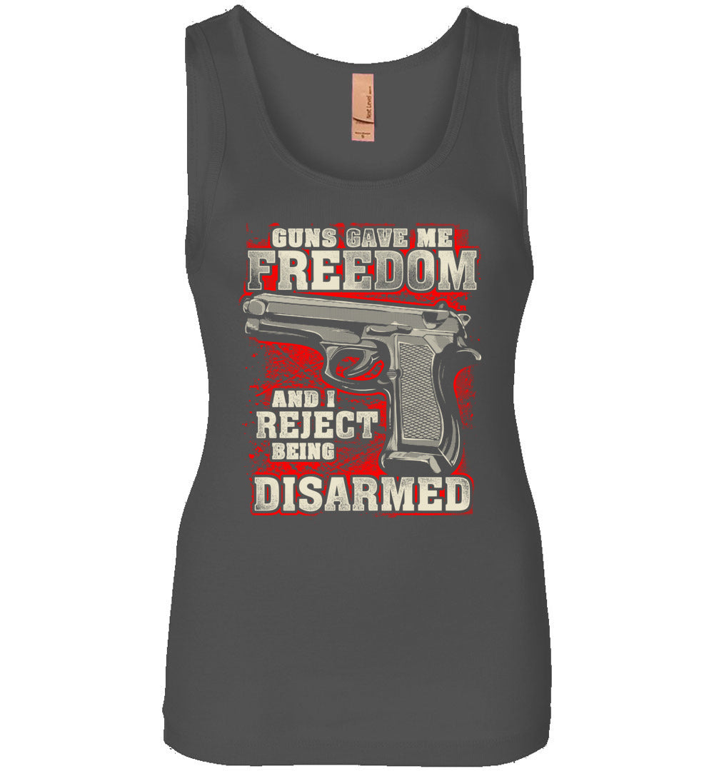 Gun Gave Me Freedom and I Reject Being Disarmed - Women's Apparel - Dark Grey Tank Top
