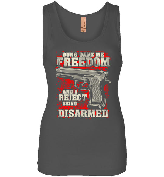Gun Gave Me Freedom and I Reject Being Disarmed - Women's Apparel - Dark Grey Tank Top