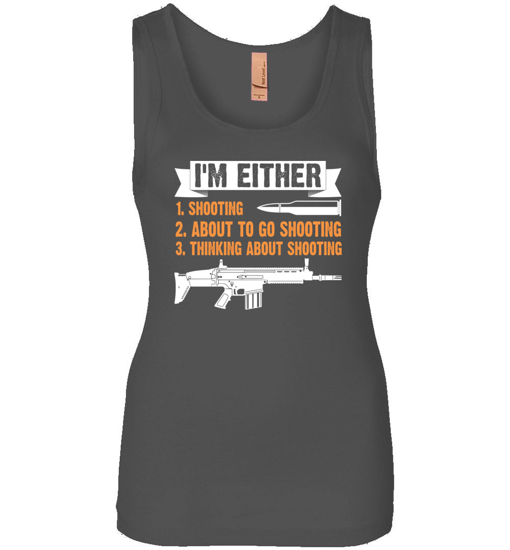 I'm Either Shooting, About to Go Shooting, Thinking About Shooting - Women's Pro Gun Apparel - Charcoal Tank Top