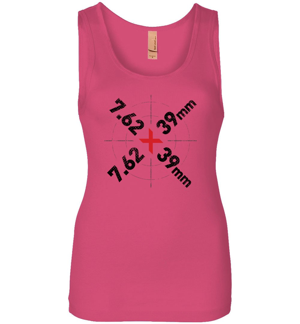 7.62 x 39mm Caliber Ammo AK-47 Tactical Gun Ladies Tank Top - Hot Pink