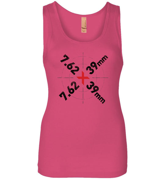 7.62 x 39mm Caliber Ammo AK-47 Tactical Gun Ladies Tank Top - Hot Pink