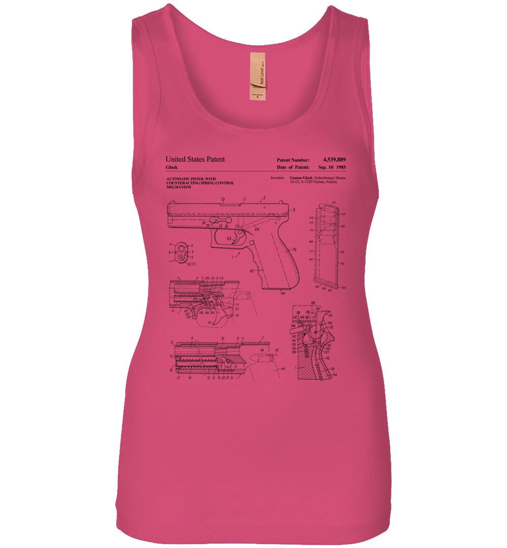Glock Handgun Patent Pro Gun Women's Tank Top - Hot Pink