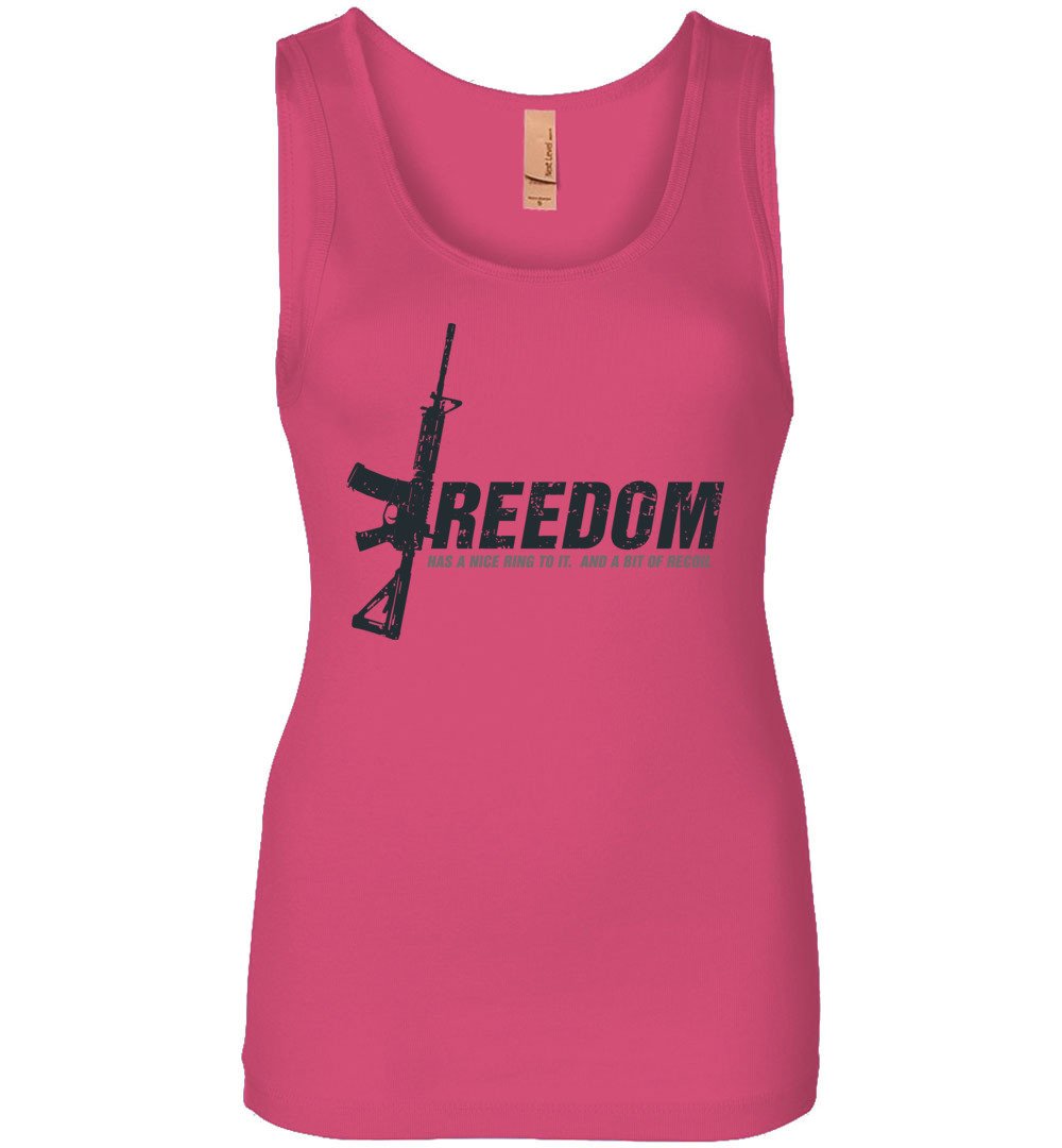 Freedom Has a Nice Ring to It. And a Bit of Recoil - Women's Pro Gun Clothing - Pink Top Tank