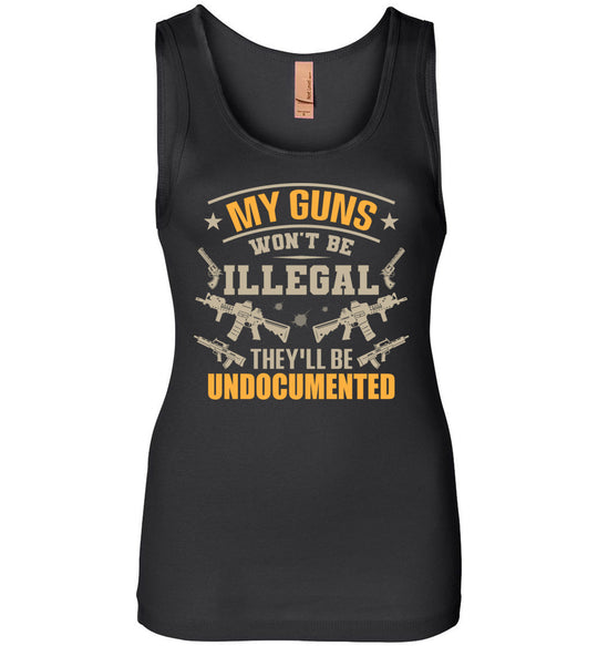 My Guns Won't Be Illegal They'll Be Undocumented - Women's Shooting Clothing - Black Tank Top