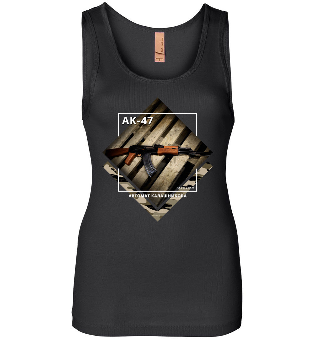 AK-47 Rifle - Tactical Ladies Apparel - Black Tank Top