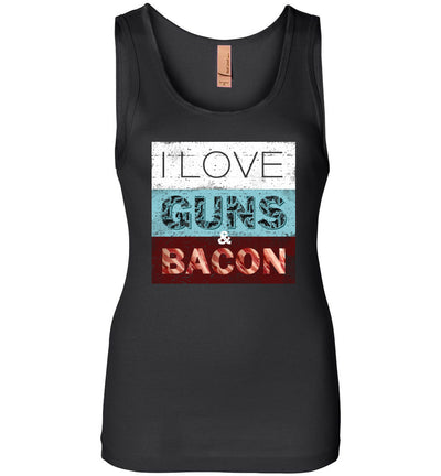 I Love Guns & Bacon - Women's Pro Firearms Apparel - Black Tank Top