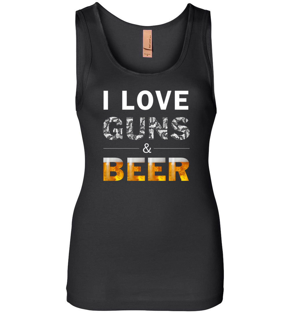 I Love Guns & Beer - Women's Pro Firearms Apparel - Black Tank Top