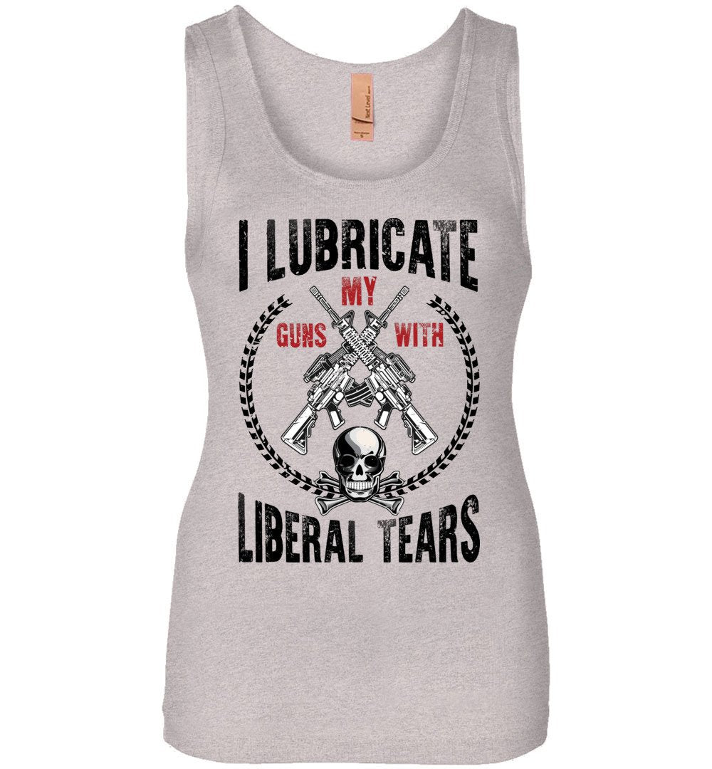 I Lubricate My Guns With Liberal Tears - Pro Gun Women's Apparel - Light Heather Grey Tank Top