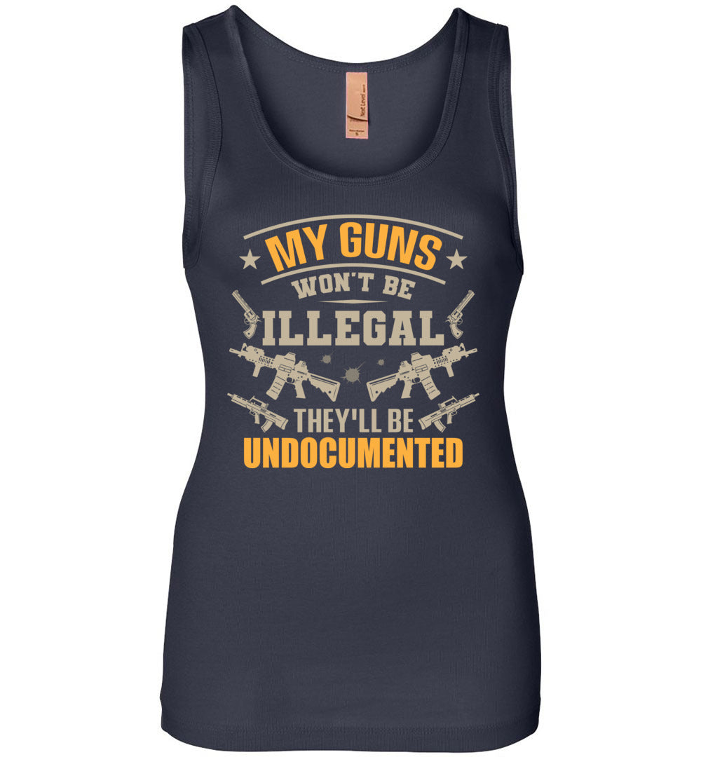 My Guns Won't Be Illegal They'll Be Undocumented - Women's Shooting Clothing - Navy Tank Top