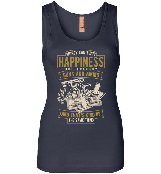 Money Can't Buy Happiness But It Can Buy Guns and Ammo - Women's Tank Top - Navy
