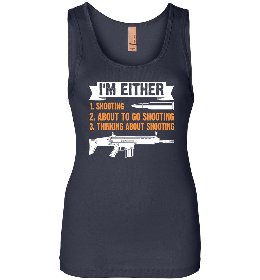 I'm Either Shooting, About to Go Shooting, Thinking About Shooting - Women's Pro Gun Apparel - Navy Tank Top