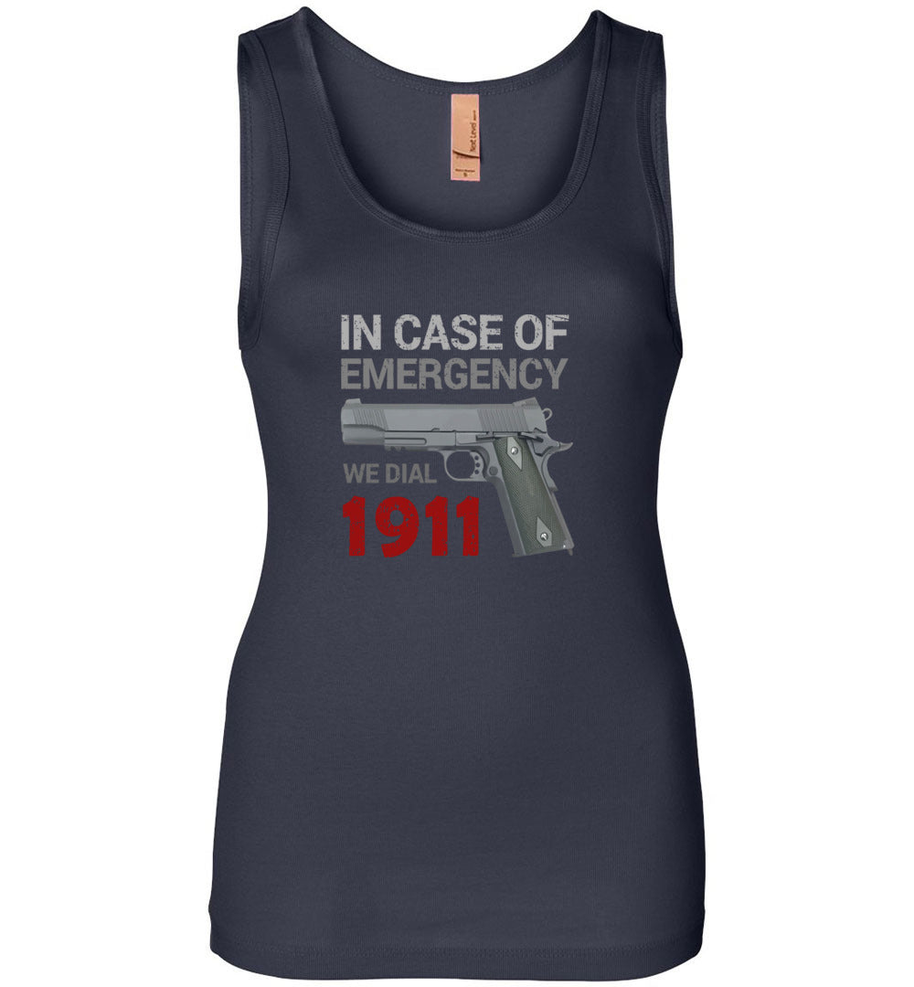 In Case of Emergency We Dial 1911 Pro Gun Women's Tank Top - Navy